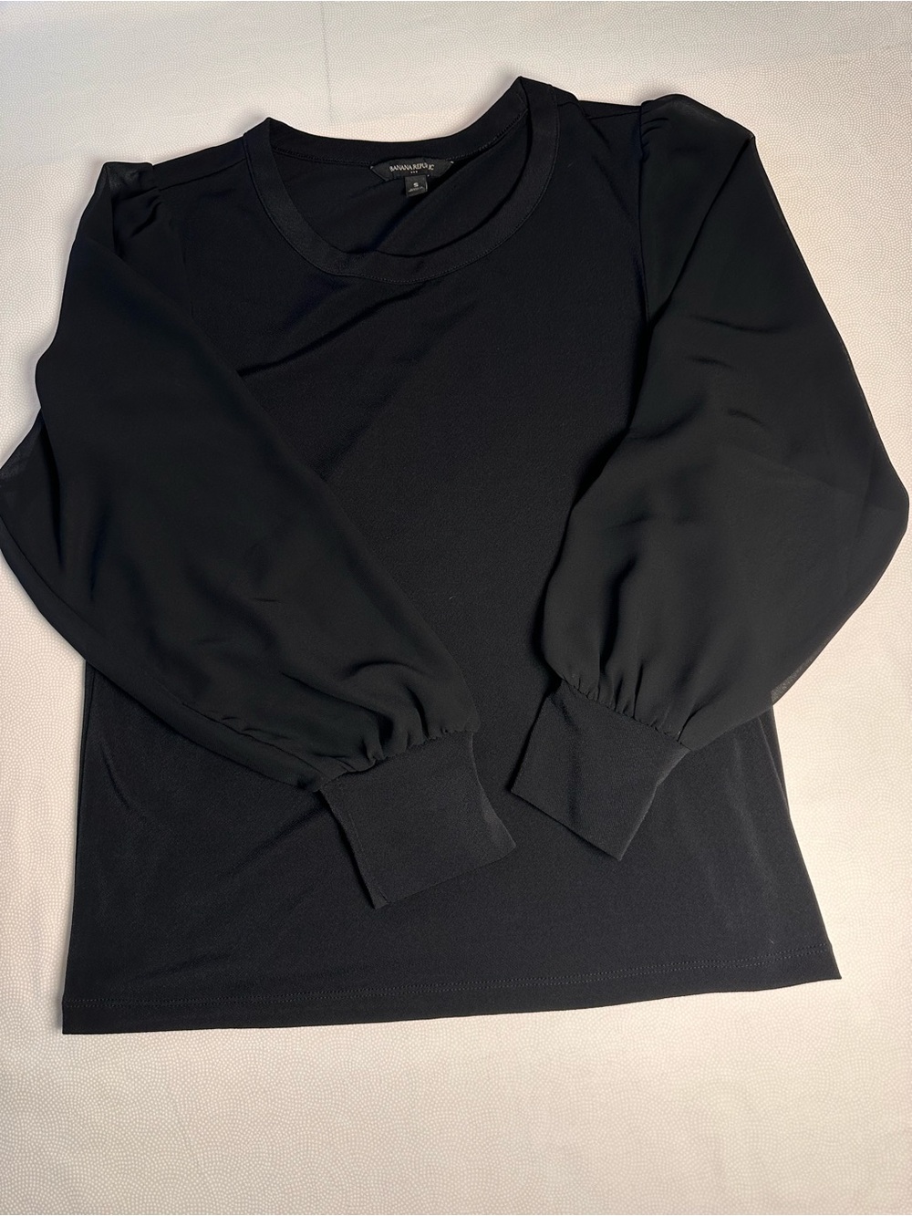 Banana Republic Black Sheer Sleeve Blouse Women’s Small Long Sleeve Top - Picture 10 of 10